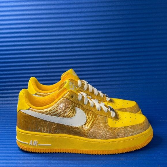 Size 7.5- Nike Air Force 1 AF1 DEL SOL Yellow Gold Shoes Sneakers 315115-714 - Picture 1 of 8